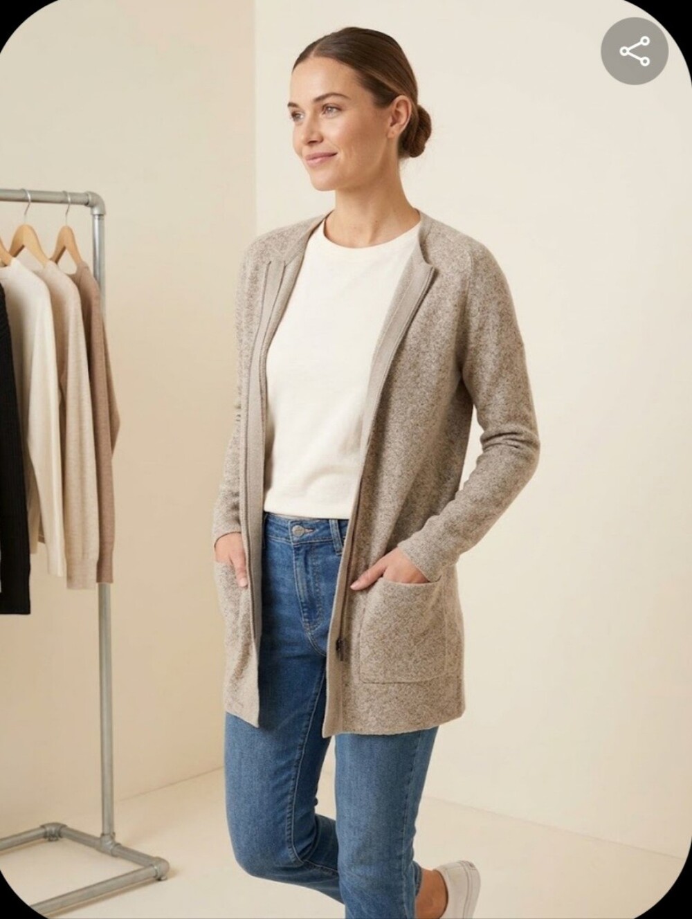 Original by Miken Hiller Knit Zip Cardigan in Gray.